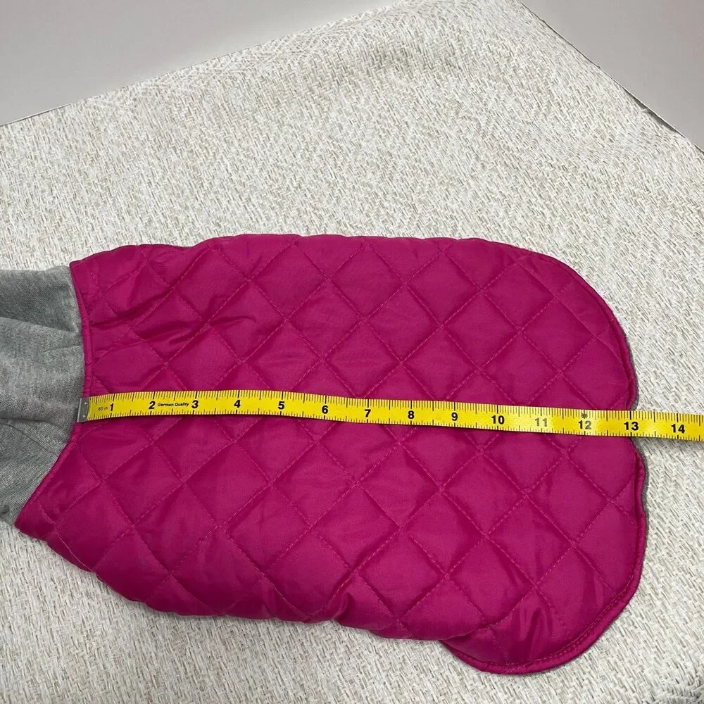 Fashion Dog M Pink Gray Quilted Sweater Shirt with Hoodie **READ**